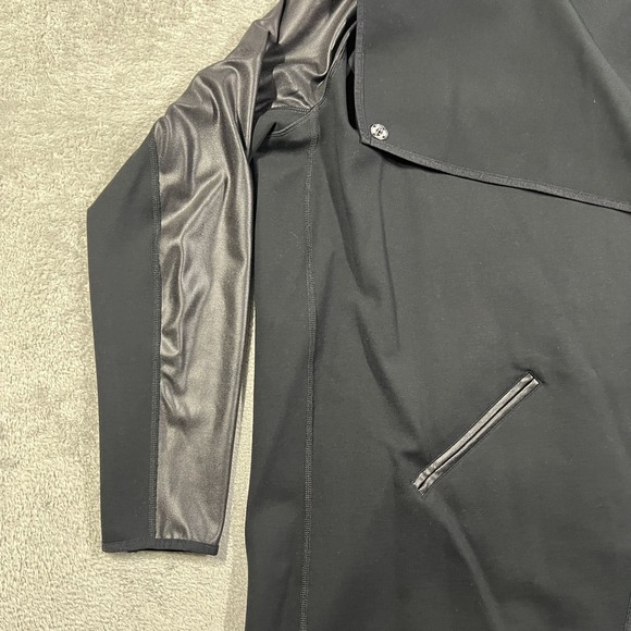 Spanx Drape Front Cardigan Jacket Womens XL Ponte Faux Leather Black - Picture 3 of 11